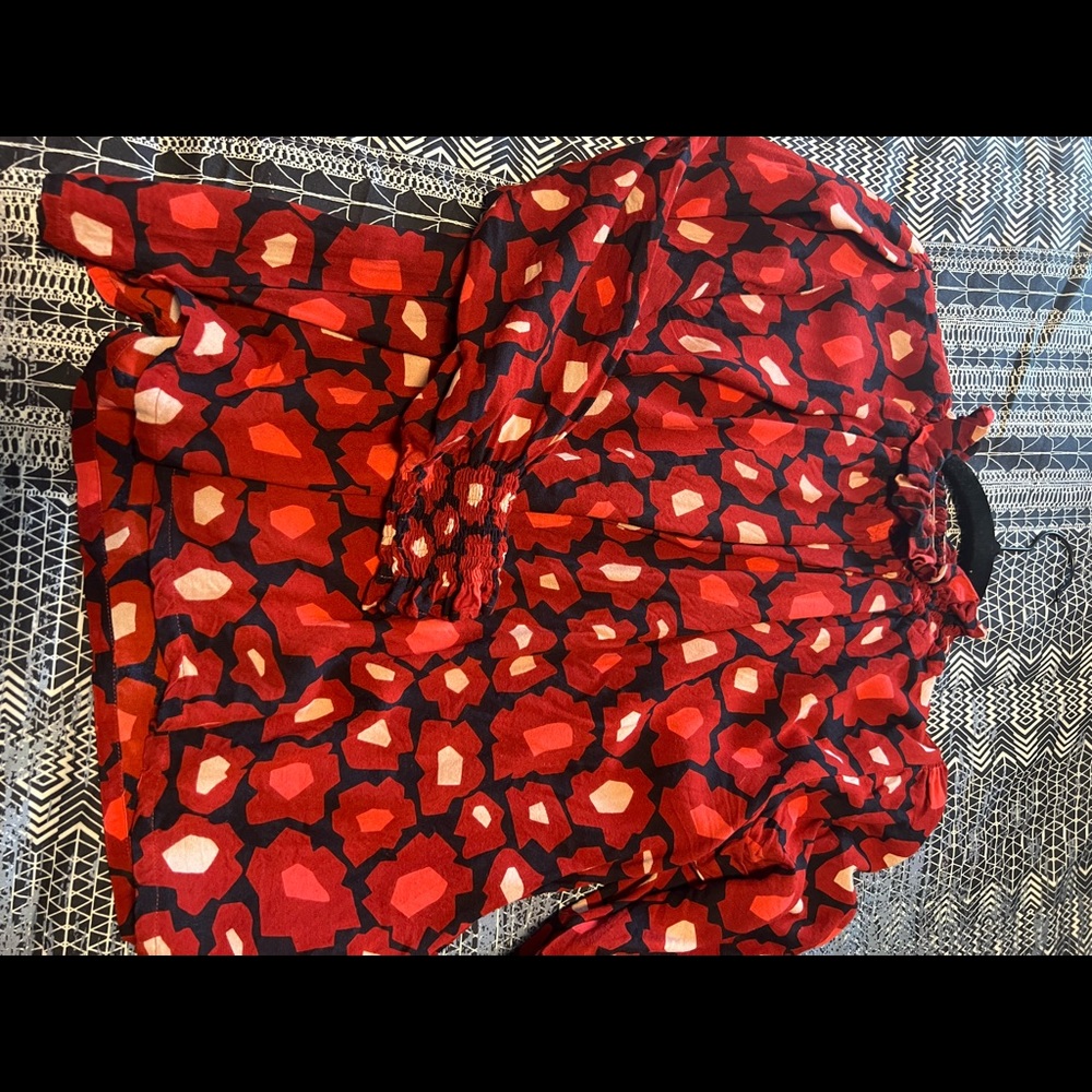Red modern floral top